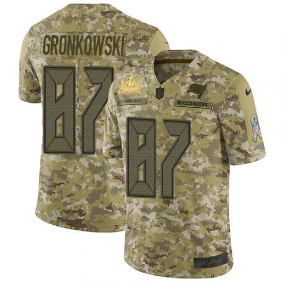 Men Nike Tampa Bay Buccaneers 87 Rob Gronkowski Suh Camo Men Super Bowl LV Champions Patch Stitched NFL Limited 2018 Salute To Service Jersey