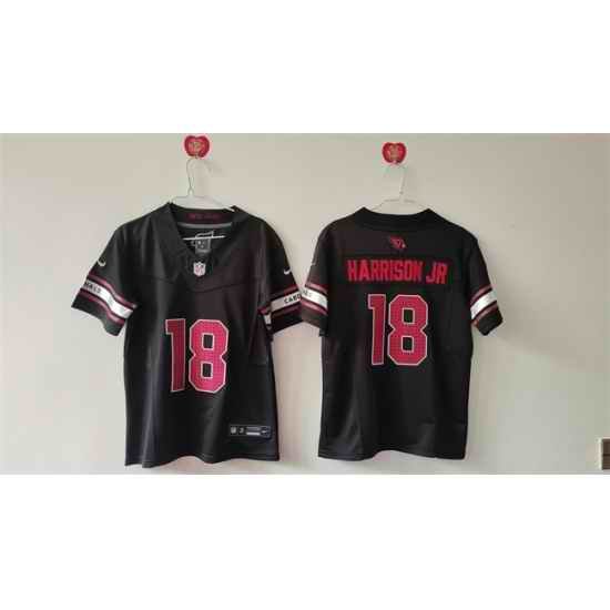 Youth Arizona Cardinals 18 Marvin Harrison Jr Black 2024 Draft F U S E Vapor Untouchable Limited Stitched Football Jersey