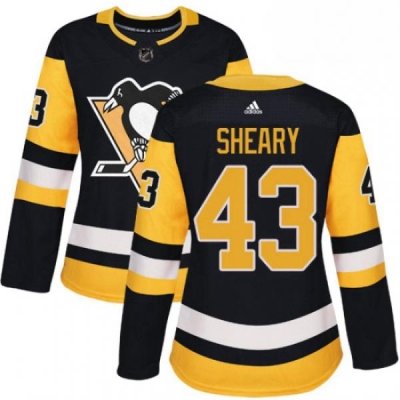 Womens Adidas Pittsburgh Penguins 43 Conor Sheary Authentic Black Home NHL Jersey