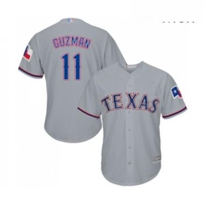 Mens Texas Rangers 11 Ronald Guzman Replica Grey Road Cool Base Baseball Jersey