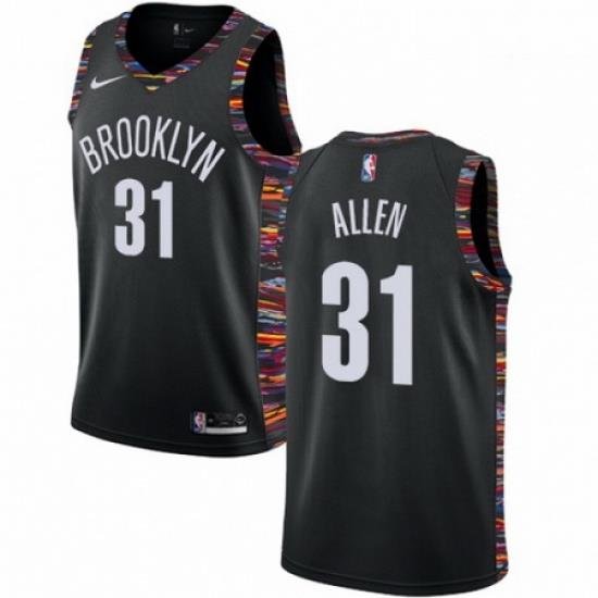 Mens Nike Brooklyn Nets 31 Jarrett Allen Swingman Black NBA Jersey 2018 19 City Edition