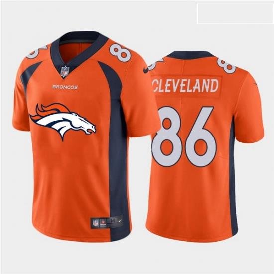 Nike Broncos 86 Tyrie Cleveland Orange Team Big Logo Vapor Untouchable Limited Jersey