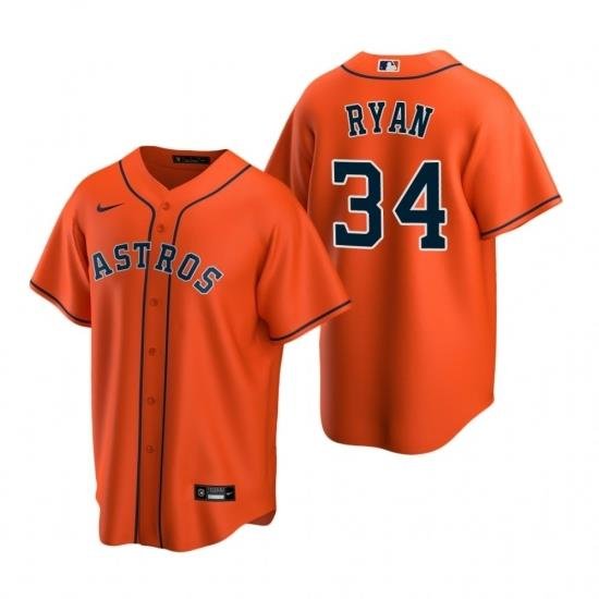 Mens Nike Houston Astros 34 Nolan Ryan Orange Alternate Stitched Baseball Jerse