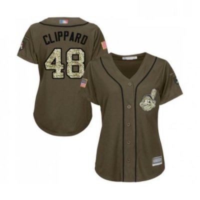 Womens Cleveland Indians 48 Tyler Clippard Authentic Green Salute to Service Baseball Jersey