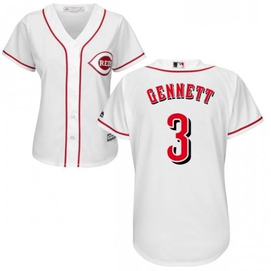 Womens Majestic Cincinnati Reds 3 Scooter Gennett Authentic White MLB Jersey