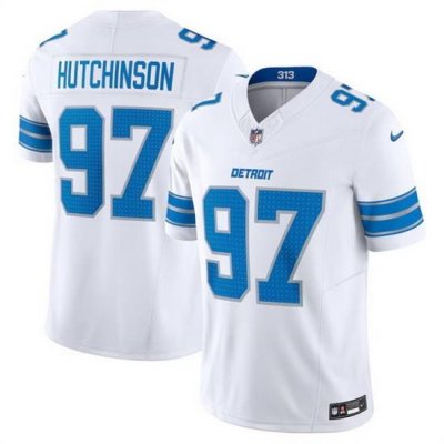 Men Detroit Lions 97 Aidan Hutchinson White 2024 F U S E  Vapor Limited Stitched Jersey