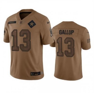 Men Dallas Cowboys 13 Michael Gallup 2023 Brown Salute To Service Limited Stitched Football Jersey