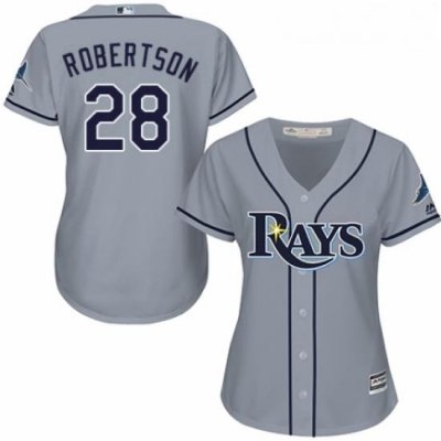 Womens Majestic Tampa Bay Rays 28 Daniel Robertson Authentic Grey Road Cool Base MLB Jersey