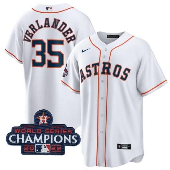 Men Houston Astros 35 Justin Verlander White 2022 World Series Champions Home Stitched Baseball Jersey