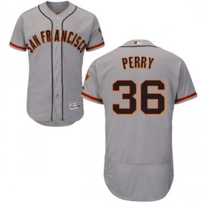 Mens Majestic San Francisco Giants 36 Gaylord Perry Grey Road Flex Base Authentic Collection MLB Jersey