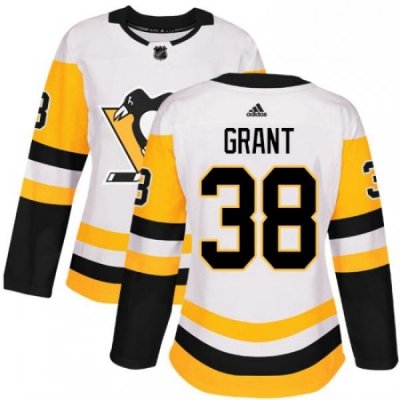 Womens Adidas Pittsburgh Penguins 38 Derek Grant Authentic White Away NHL Jersey