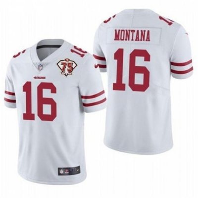 Nike San Francisco 49ers 16 Joe Montana White 75th Anniversary Vapor Untouchable Limited Jersey