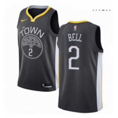 Mens Nike Golden State Warriors 2 Jordan Bell Swingman Black Alternate NBA Jersey Statement Edition