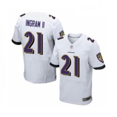 Mens Baltimore Ravens 21 Mark Ingram II Elite White Football Jersey