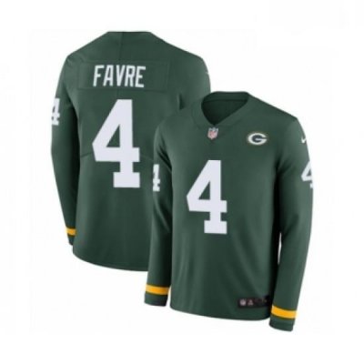 Men Nike Green Bay Packers 4 Brett Favre Limited Green Therma Long Sleeve NFL Jersey