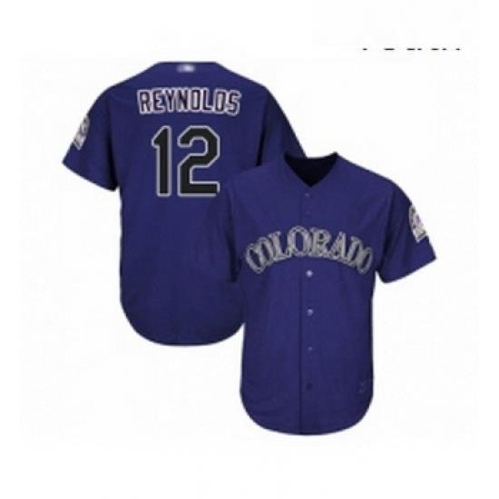 Youth Colorado Rockies 12 Mark Reynolds Replica Purple Alternate 1 Cool Base Baseball Jersey