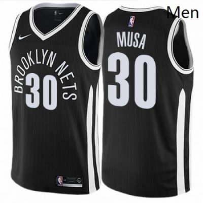 Mens Nike Brooklyn Nets 30 Dzanan Musa Swingman Black NBA Jersey City Edition