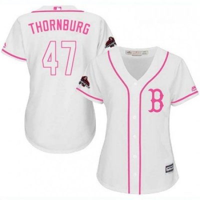 Womens Majestic Boston Red Sox 47 Tyler Thornburg Authentic White Fashion 2018 World Series Champions MLB Jersey