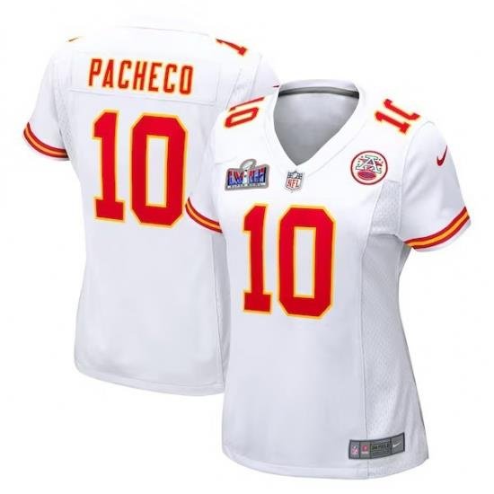 Women Kansas City Chiefs 10 Isiah Pacheco White 2023 F U S E  Vapor Untouchable Limited Stitched 2024 Super Bowl LVIII Jersey