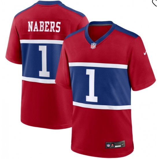 Men New York Giants 1 Malik Nabers Red 2024 F U S E Vapor Untouchable Limited Stitched Jersey