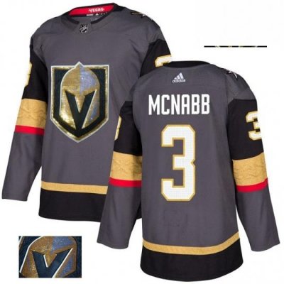 Mens Adidas Vegas Golden Knights 3 Brayden McNabb Authentic Gray Fashion Gold NHL Jersey