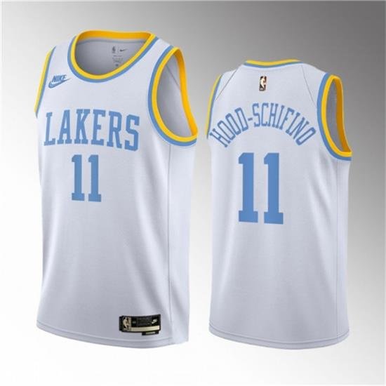 Men Los Angeles Lakers 11 Jalen Hood Schifino White 2023 Draft Classic Edition Stitched Basketball Jersey