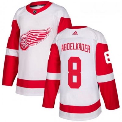 Youth Adidas Detroit Red Wings 8 Justin Abdelkader Authentic White Away NHL Jersey