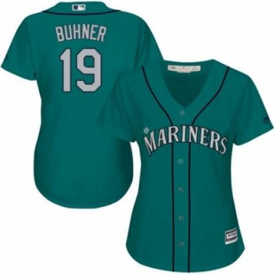 Womens Majestic Seattle Mariners 19 Jay Buhner Replica Teal Green Alternate Cool Base MLB Jersey