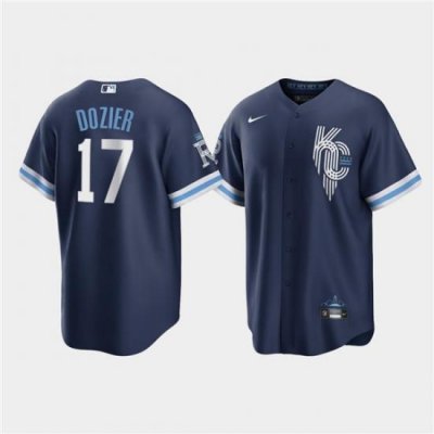 Men Kansas City Royals 17 Hunter Dozier 2022 Navy City Connect Cool Base Stitched jersey