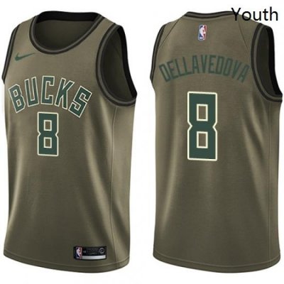 Youth Nike Milwaukee Bucks 8 Matthew Dellavedova Swingman Green Salute to Service NBA Jersey