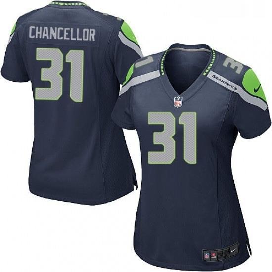 Womens Nike Seattle Seahawks 31 Kam Chancellor Game Steel Blue Team Color NFL Jersey