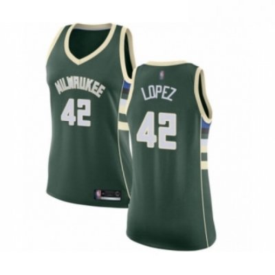 Womens Milwaukee Bucks 42 Robin Lopez Swingman Green Basketball Jersey Icon Edition