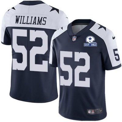 Nike Cowboys 52 Connor Williams Navy Blue Thanksgiving Men Stitched With Established In 1960 Patch NFL Vapor Untouchable Limited Throwback Jersey