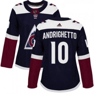 Womens Adidas Colorado Avalanche 10 Sven Andrighetto Authentic Navy Blue Alternate NHL Jersey