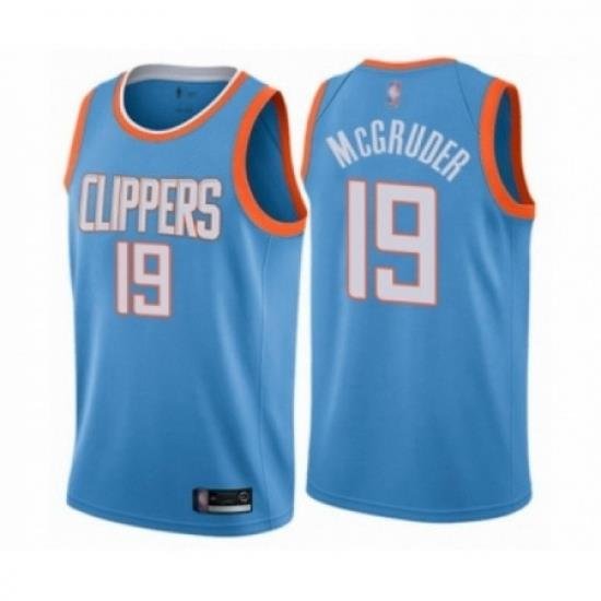 Mens Los Angeles Clippers 19 Rodney McGruder Authentic Blue Basketball Jersey City Edition