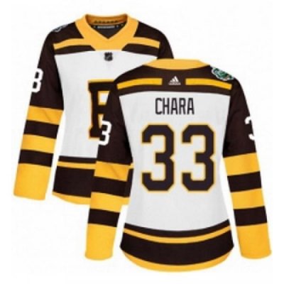 Womens Adidas Boston Bruins 33 Zdeno Chara Authentic White 2019 Winter Classic NHL Jersey