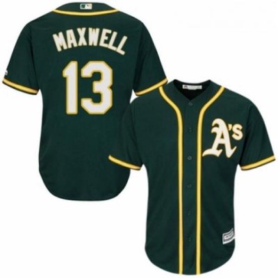 Youth Majestic Oakland Athletics 13 Bruce Maxwell Replica Green Alternate 1 Cool Base MLB Jersey