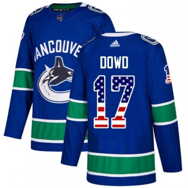 Mens Adidas Vancouver Canucks 17 Nic Dowd Authentic Blue USA Flag Fashion NHL Jersey