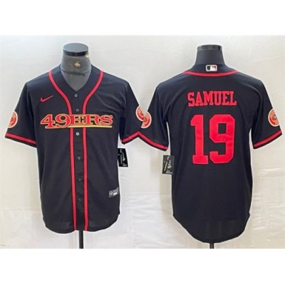 Men San Francisco 49ers 19 Deebo Samuel Black With Patch Cool Base Stitched Baseball Jersey