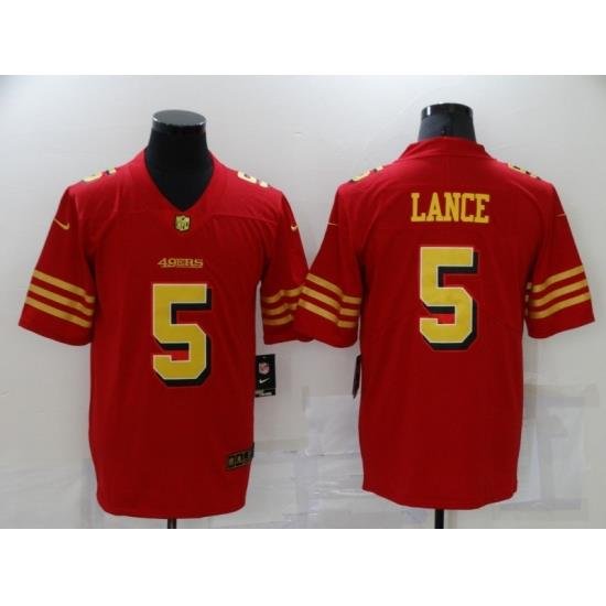 Men's San Francisco 49ers #5 Trey Lance Red Gold Untouchable Limited Jersey