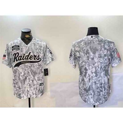 Men Las Vegas Raiders Blank 2024 Arctic Camo Salute To Service Stitched Baseball Jersey