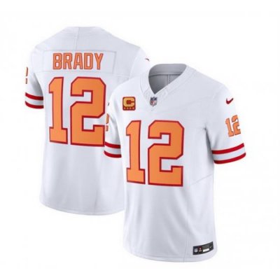 Men Tampa Bay Buccaneers 12 Tom Brady 2023 F U S E  White With 4 Star C Patch Throwback Limited Stitched Jersey