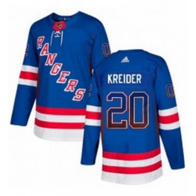 Mens Adidas New York Rangers 20 Chris Kreider Authentic Royal Blue Drift Fashion NHL Jersey