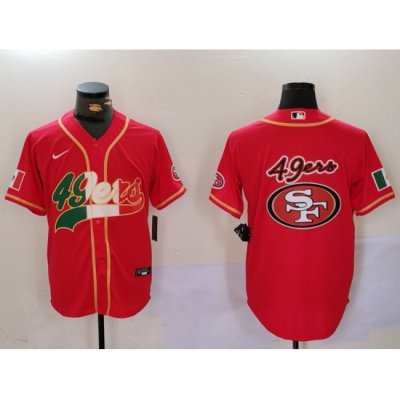 Men San Francisco 49ers Team Big Logo Red With Patch Cool Base Stitched Baseball Jersey