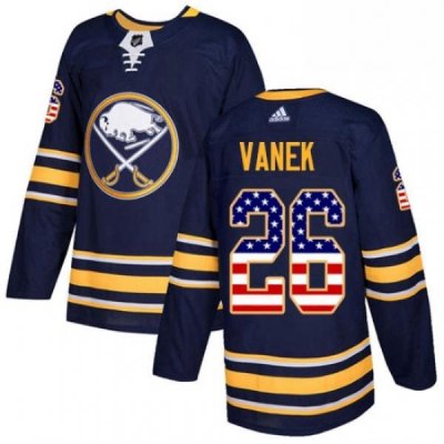 Mens Adidas Buffalo Sabres 26 Thomas Vanek Authentic Navy Blue USA Flag Fashion NHL Jersey