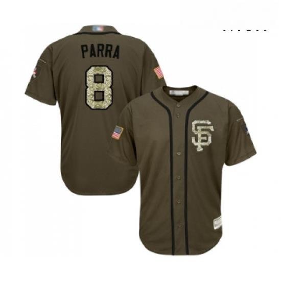 Mens San Francisco Giants 8 Gerardo Parra Authentic Green Salute to Service Baseball Jersey