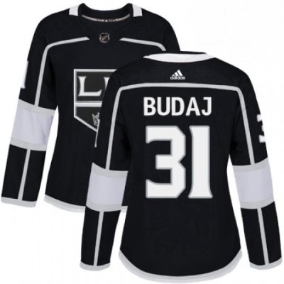 Womens Adidas Los Angeles Kings 31 Peter Budaj Authentic Black Home NHL Jersey