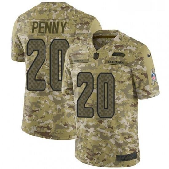 Mens Nike Seattle SeahaWks 20 Rashaad Penny Limited Camo 2018 Salute to Service NFL Jersey