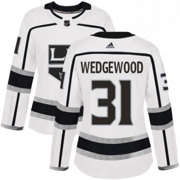 Womens Adidas Los Angeles Kings 31 Scott Wedgewood Authentic White Away NHL Jerse