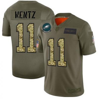 Eagles 11 Carson Wentz Olive Camo Men Stitched Football Limited 2019 Salute To Service Jersey